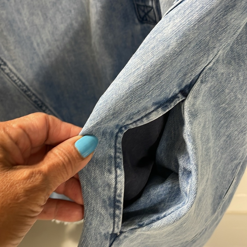 We The Free Denim Mini Dress by Free People . Oversized . Pockets. NEW Condition - Picture 6 of 9